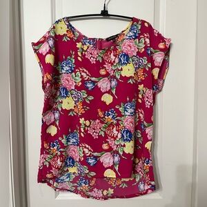 Notations Pink Boxy Blouse with Floral Print